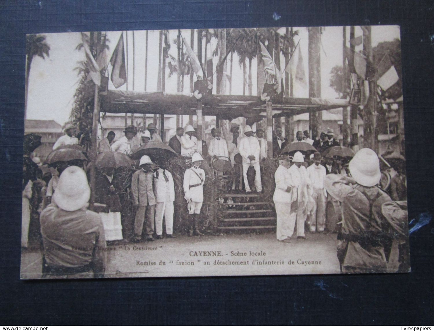 Guyane Cayenne Remise Fanion Au Detachement D'infanterie De Cayenne Cpa - Cayenne