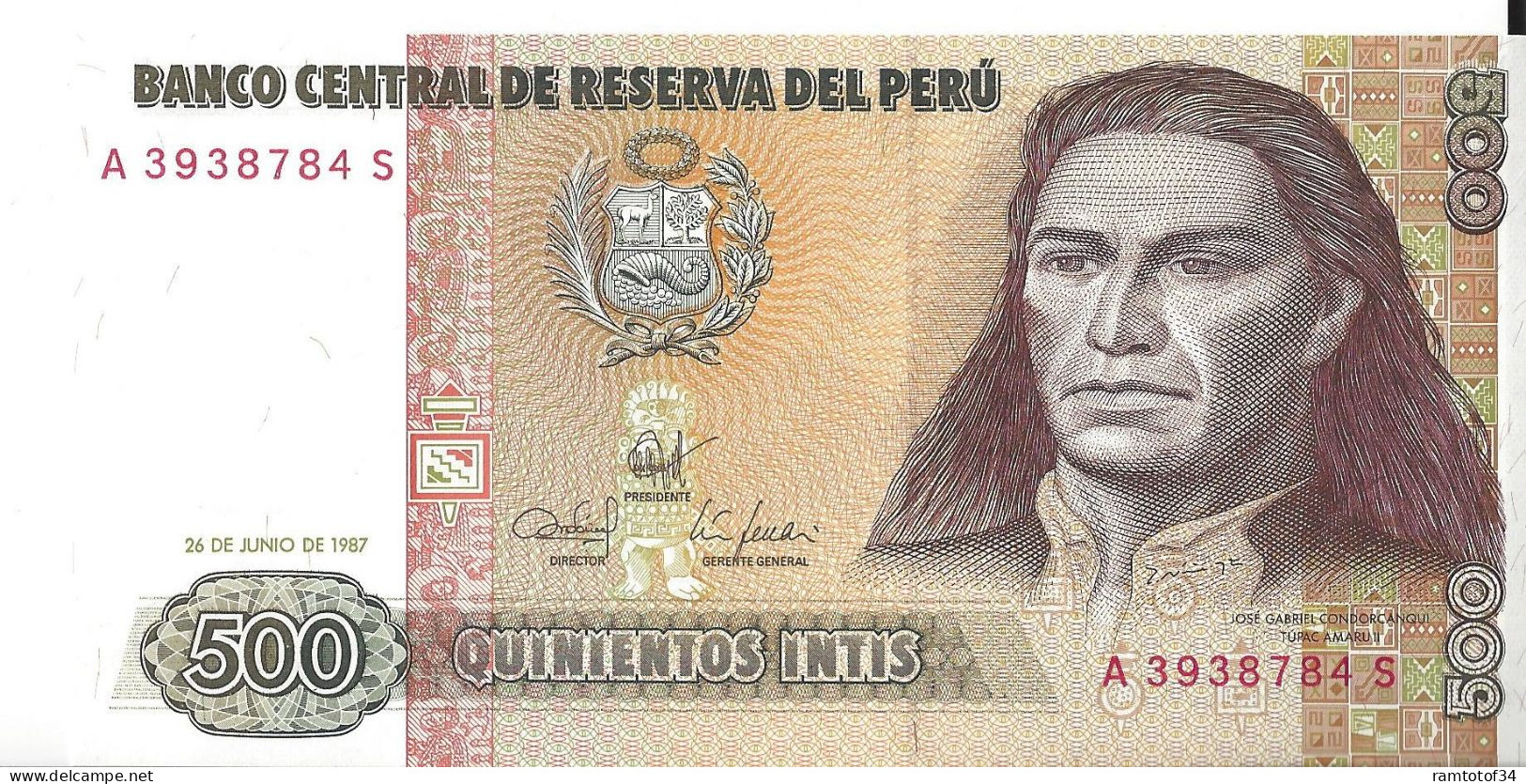 PEROU - 500 Intis 1987 UNC - Pérou