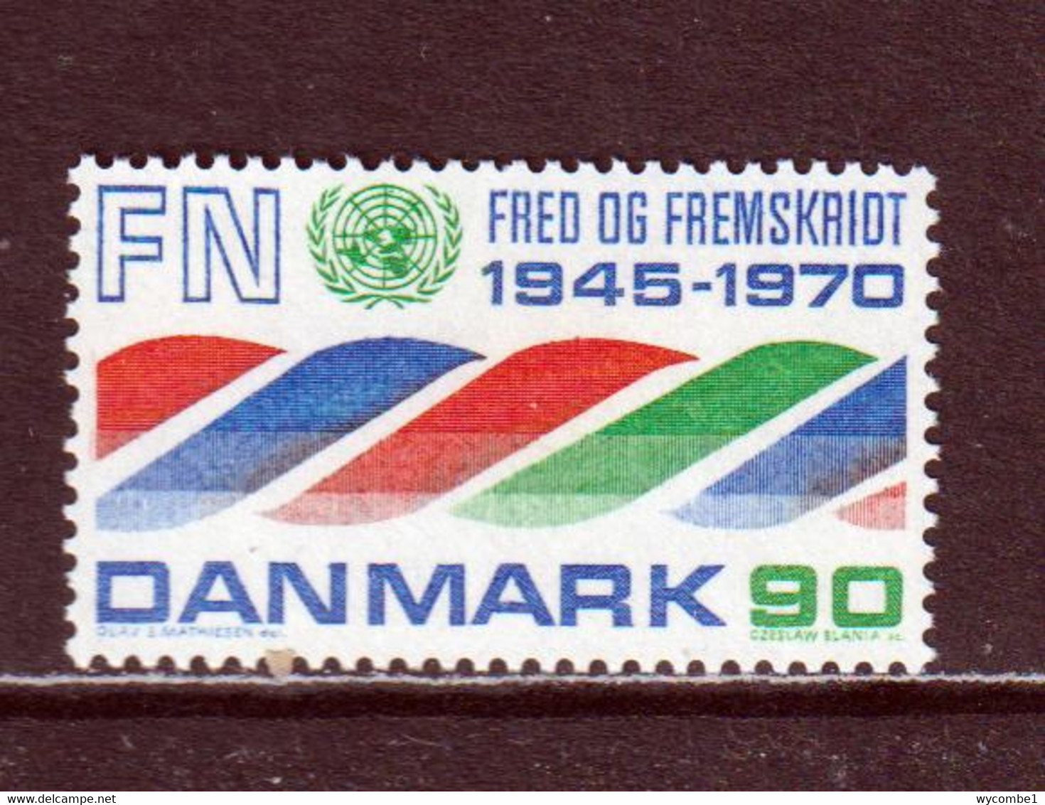 DENMARK - 1970 United Nations 90o Never Hinged Mint - Unused Stamps