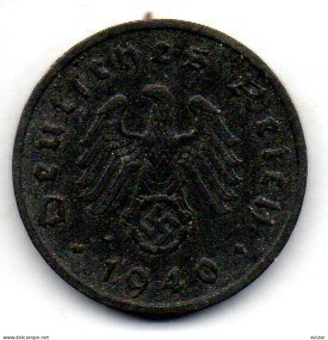GERMANY - THIRD REICH, 10 Reichs Pfennig, Zinc, Year 1940-F, KM # 101 - 10 Reichspfennig