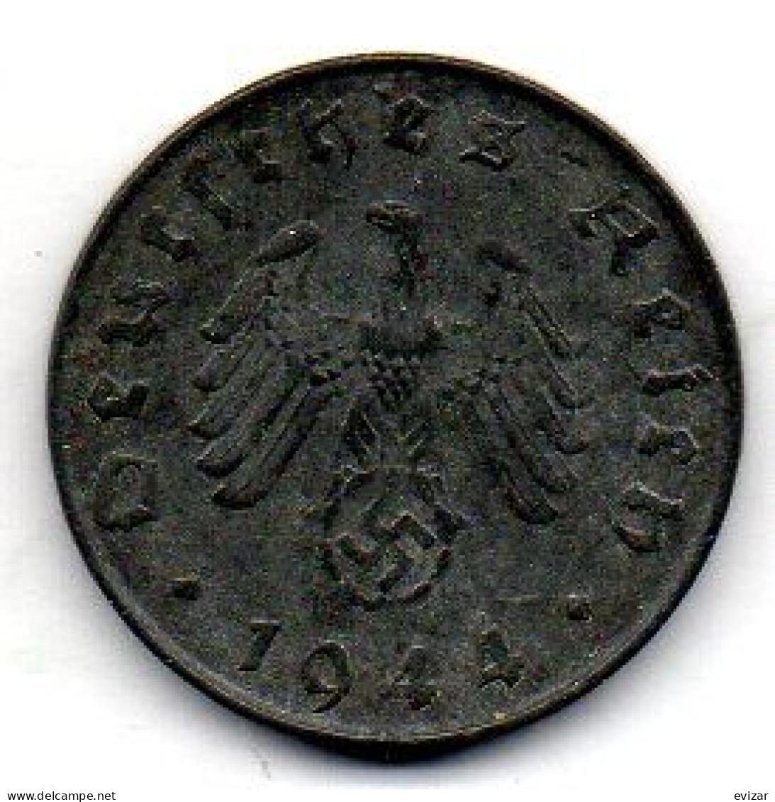 GERMANY - THIRD REICH, 10 Reichs Pfennig, Zinc, Year 1944-G, KM # 101 - 10 Reichspfennig