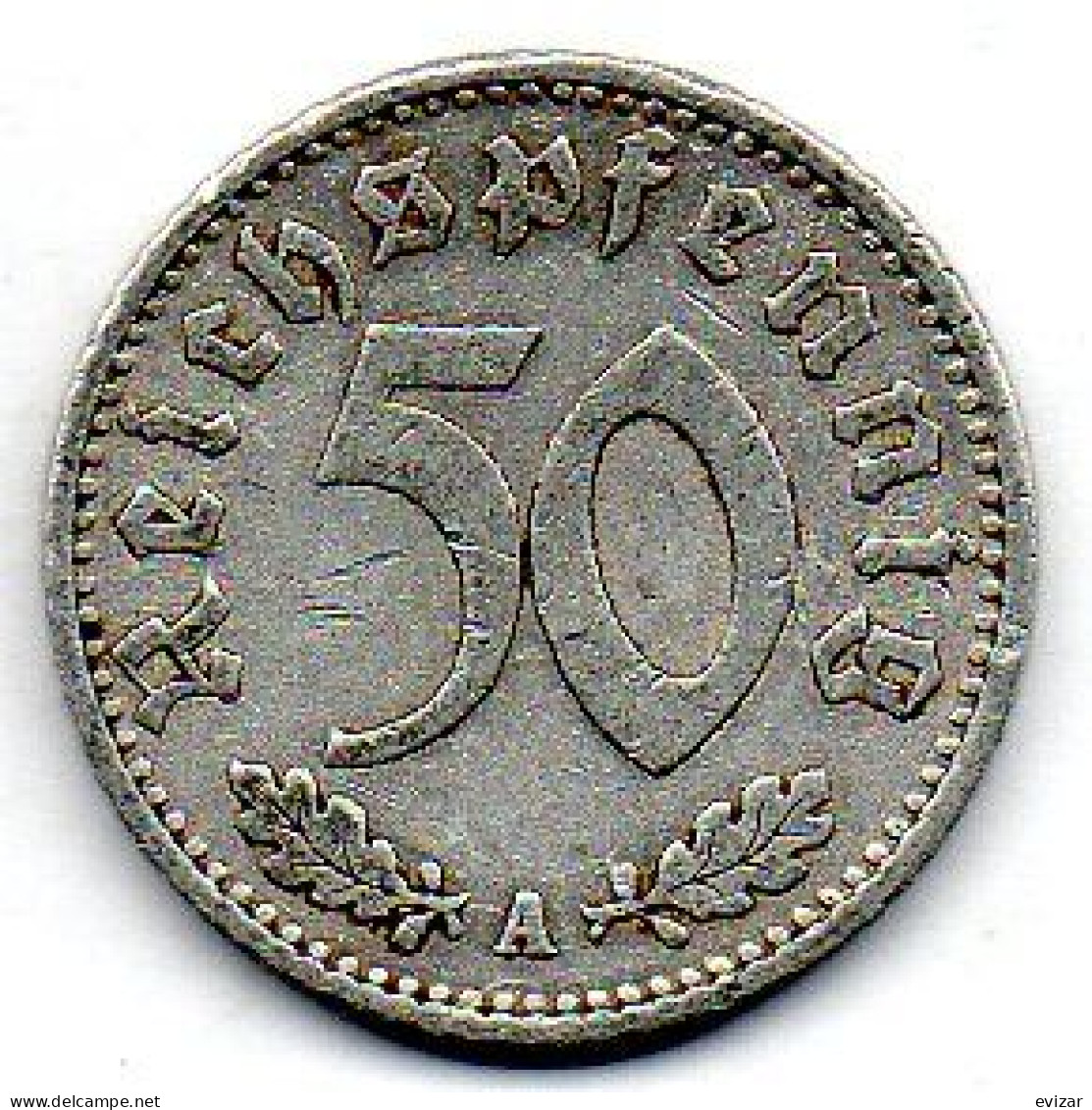 GERMANY - THIRD REICH, 50 Reichs Pfennig, Aluminum, Year 1935-A, KM # 87 - 50 Reichspfennig