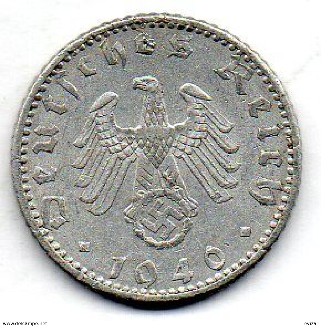 GERMANY - THIRD REICH, 50 Reichs Pfennig, Aluminum, Year 1940-A, KM # 96 - 50 Reichspfennig