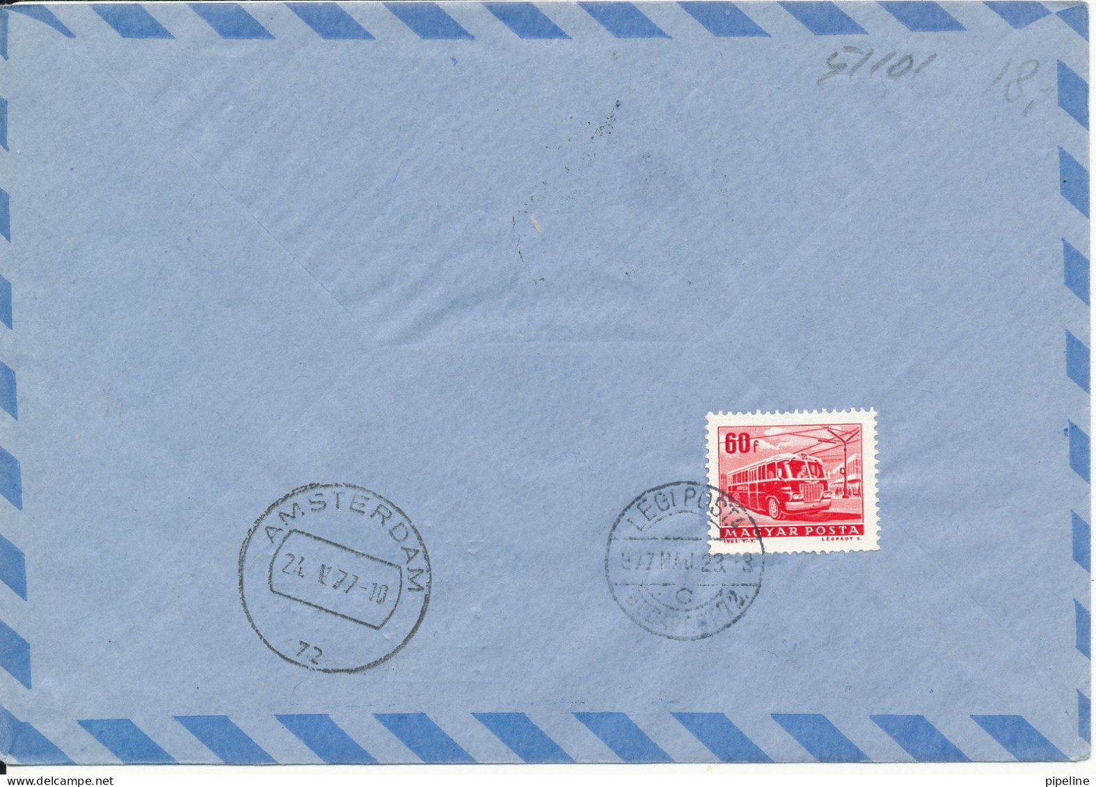Hungary Air Mail Cover Amphilex 77 Amsterdam Flown With KLM 23-5-1977 - Brieven En Documenten