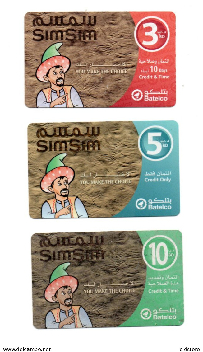 Bahrain Phonecards - Bahrain SimSim Cards  - 3 Cards Set - ND 2002 - Batelco Used Cards - Bahrain