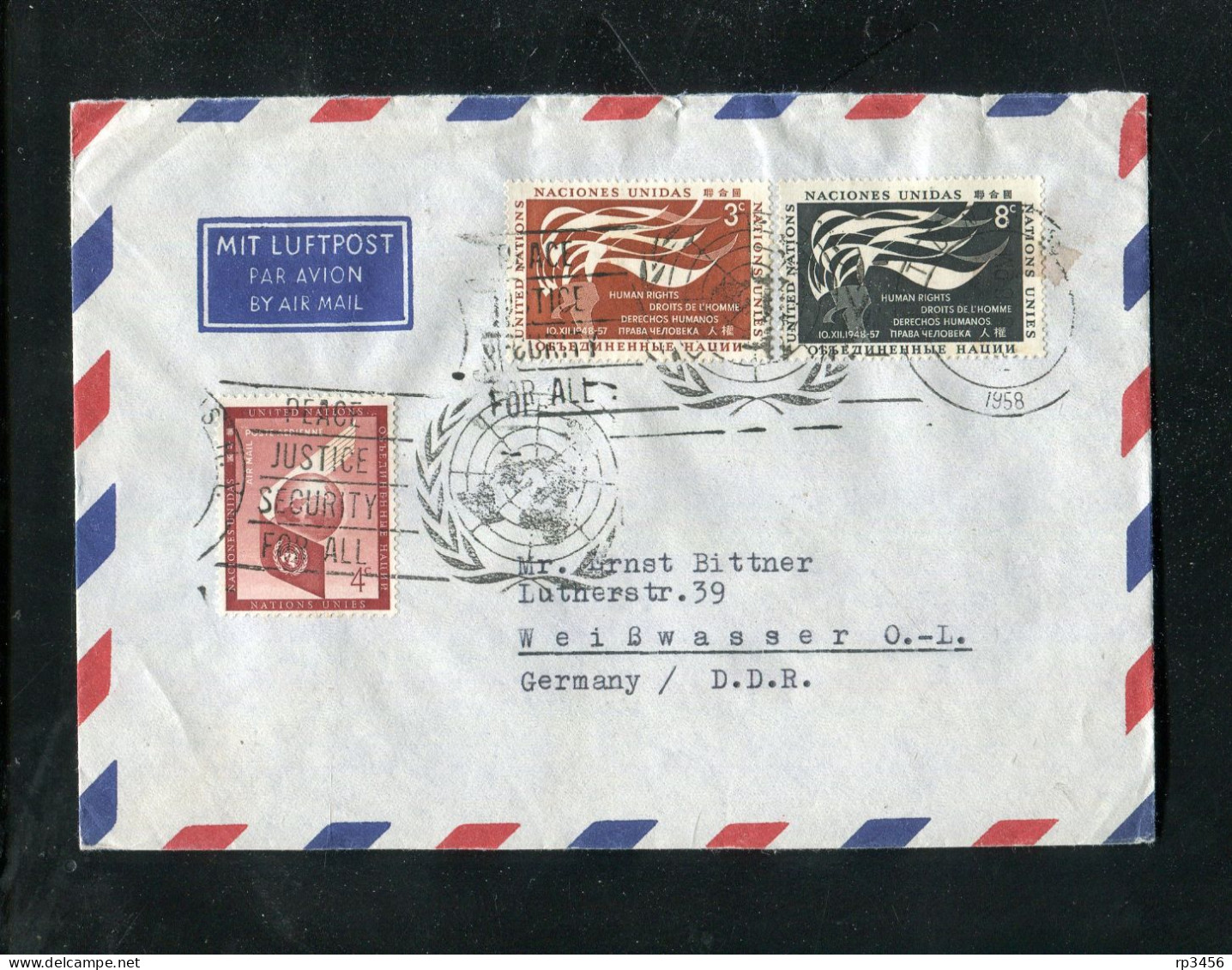 "UNO-N.Y." 1958, Lupo-Brief MiF Nach Deutschland (3222) - Airmail