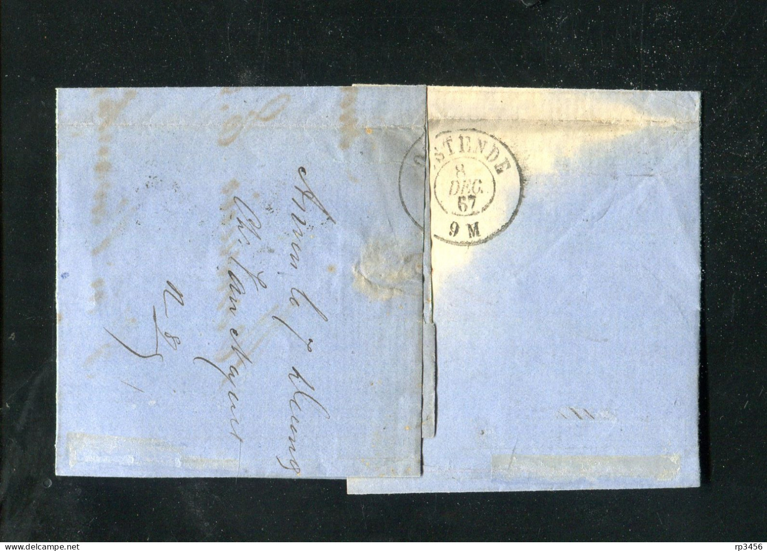 "BELGIEN" 1867, Schoener Brief Mit Klarem K2 "ANVERS", 2x Klare Nummernstempel "12" (3224) - 1865-1866 Linksprofil