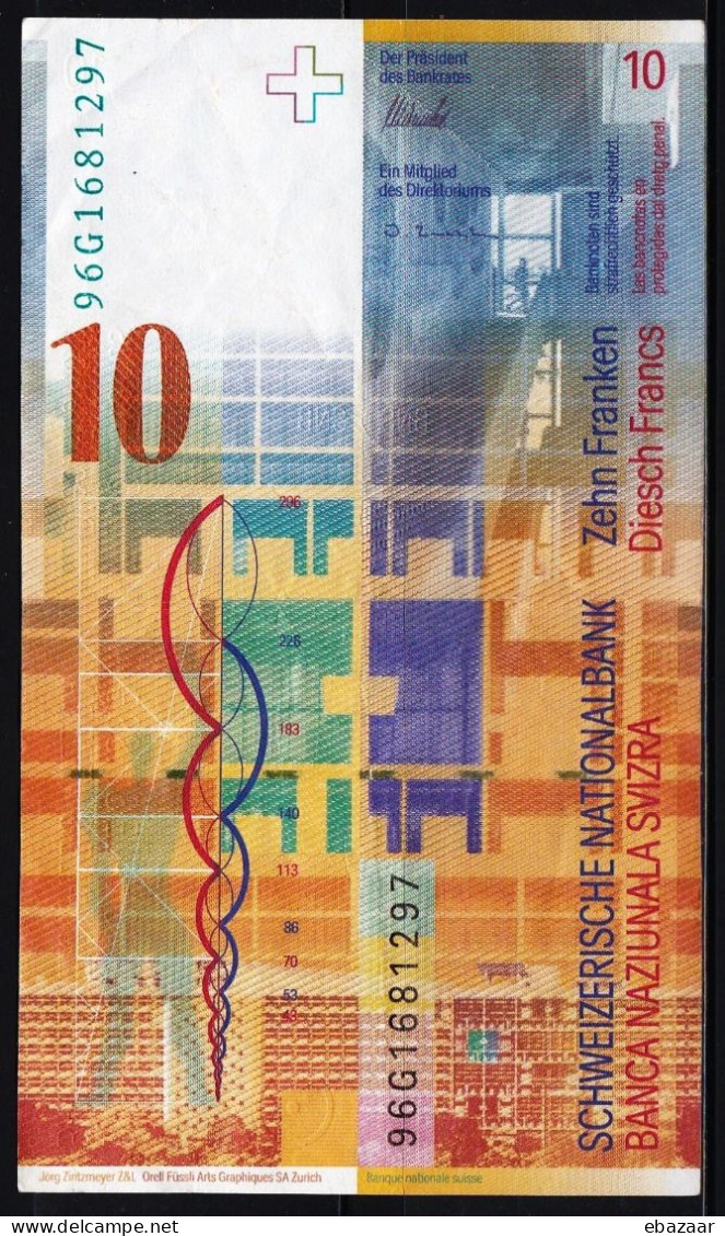 Switzerland 1996 Banknote 10 Francs P-66b(3) Circulated + FREE GIFT - Suisse
