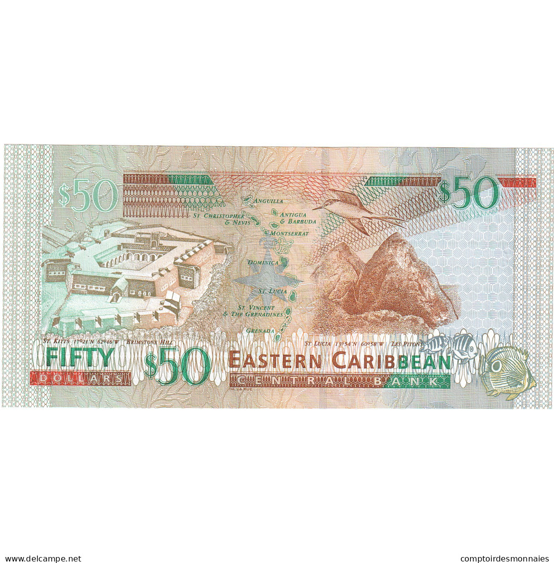 Etats Des Caraibes Orientales, 50 Dollars, KM:45m, NEUF - Caraïbes Orientales