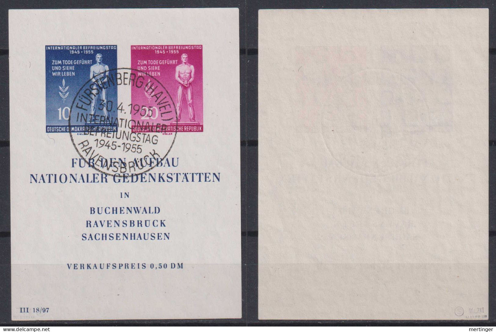 DDR Block 11 Holocousst Buchenwald Ravensbrück Sachsenhausen Gest. FÜRSTENBERG Geprüft MAYER BPP - 1950-1970