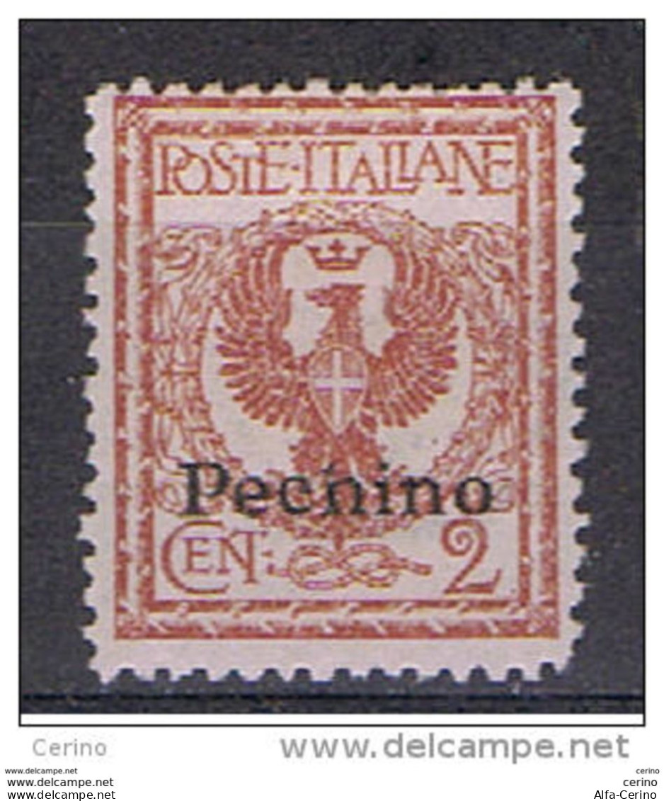 PECHINO:  1917/18  SOPRASTAMPATO  -  2 C. ROSSO  BRUNO  L. -  SASS. 9 - Peking