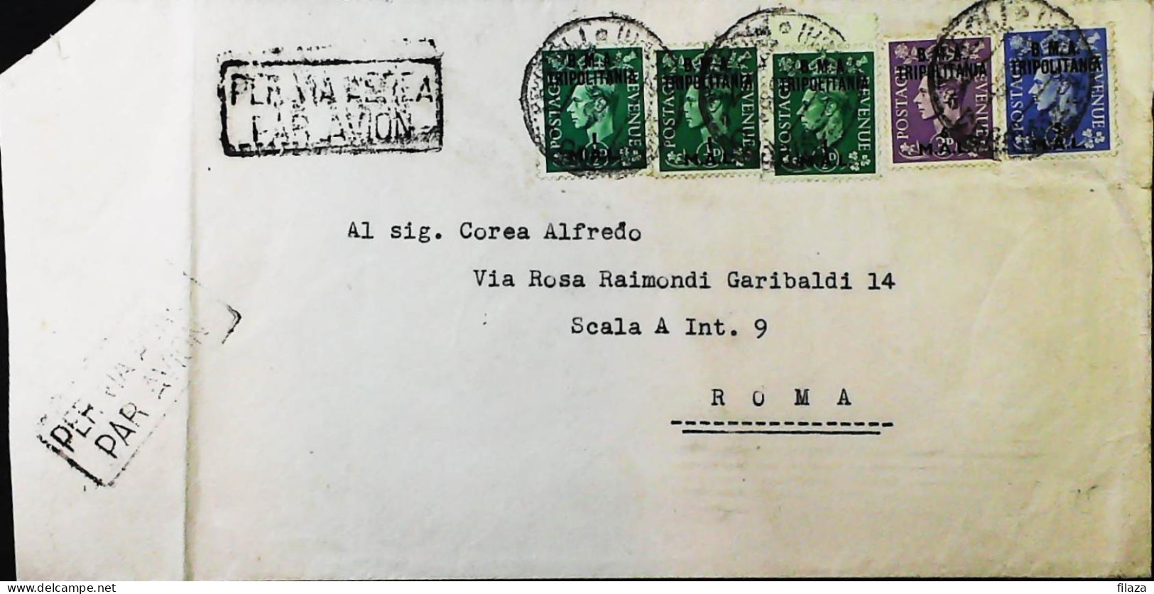 ITALIA - COLONIE OCCUPAZIONE BRITANNICA - B.M.A.TRIPOLITANIA - Lettera Da TRIPOLI 1949- ALVA S6054 - Occ. Britanique MEF