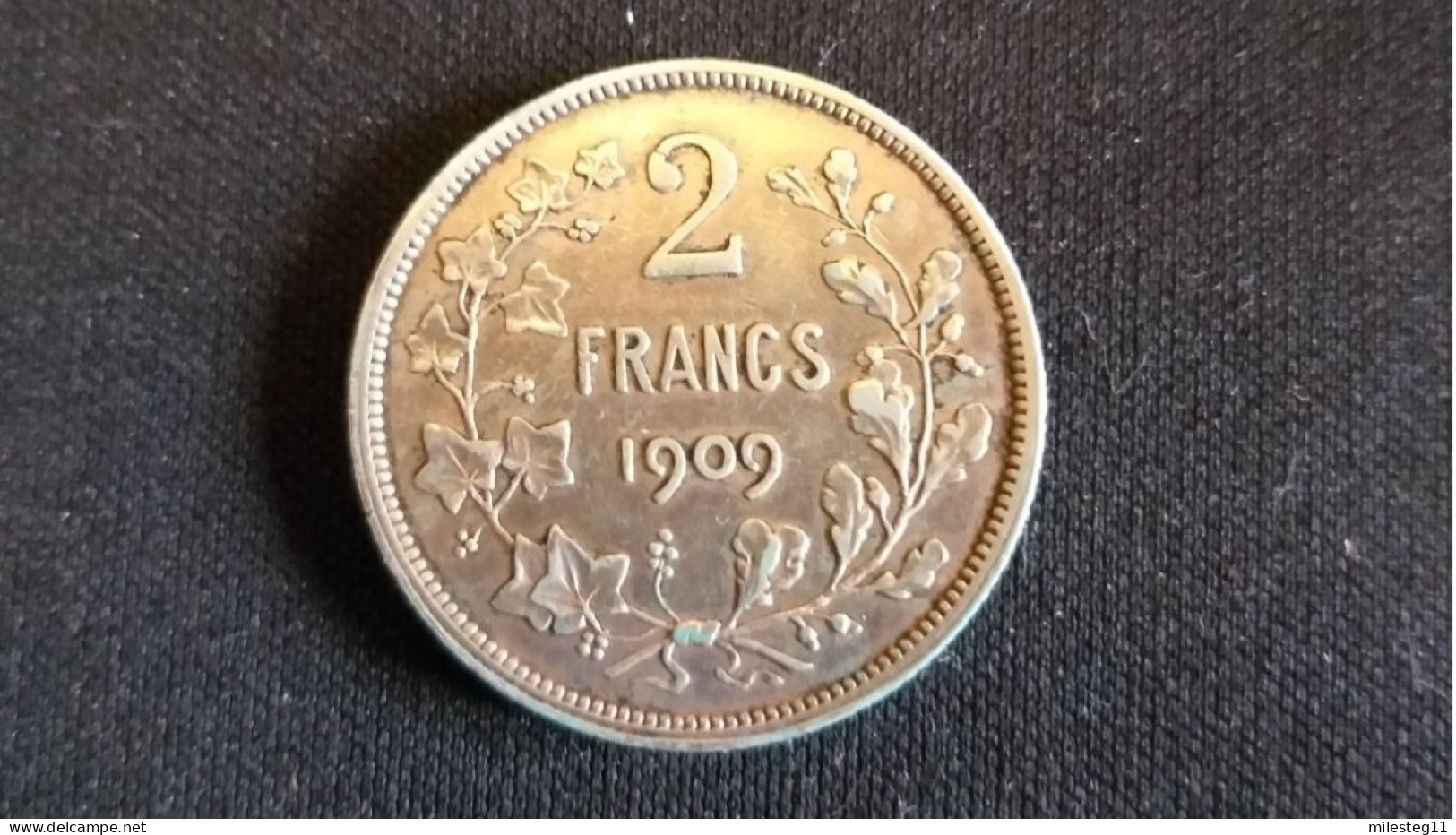 Pièce De 2 Francs De 1909 FR De Léopold II (argent) (n°196 Du Catalogue Officiel) - 2 Francs