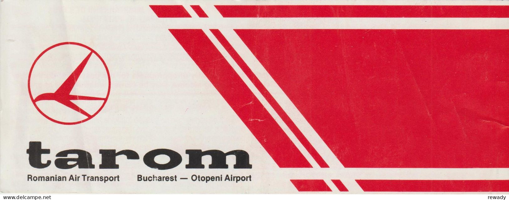 Romania - TAROM - Bilet De Avion - Plane Ticket - Passenger Ticket - Billet D'avion (1987) - Europa
