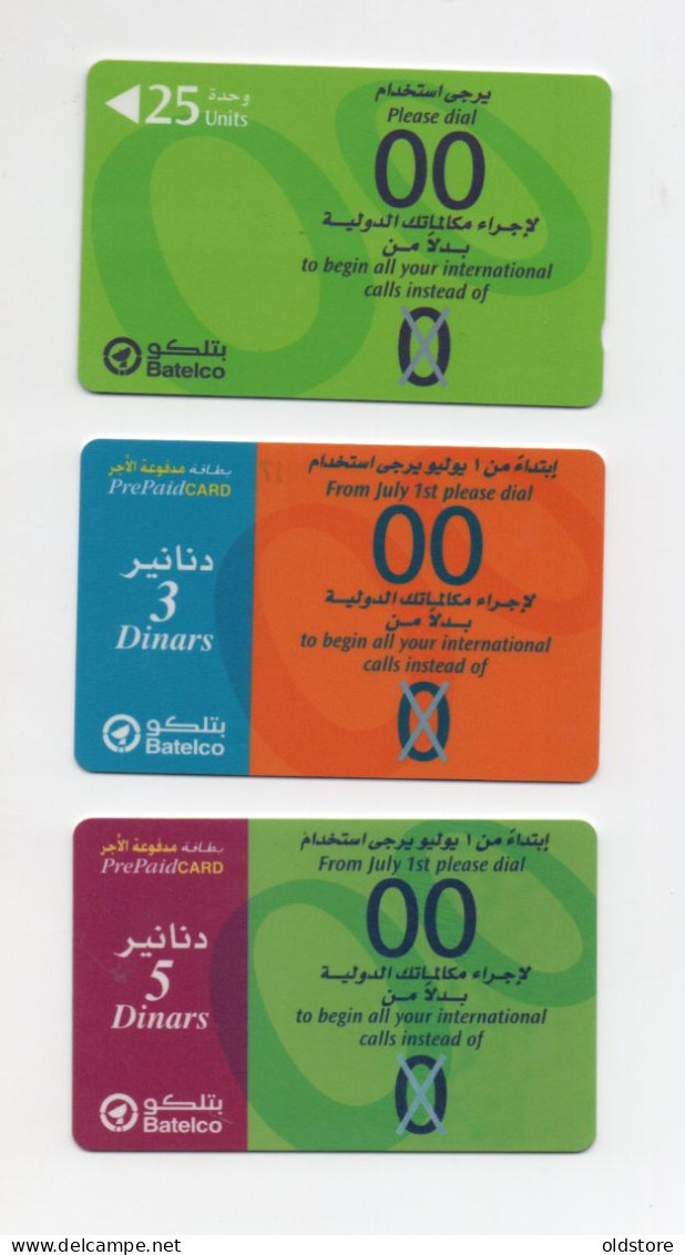 Bahrain Phonecards -  Add An Extra Zero To International Call  - 3 Cards Set - ND 2000 Used Cads - Bahrein