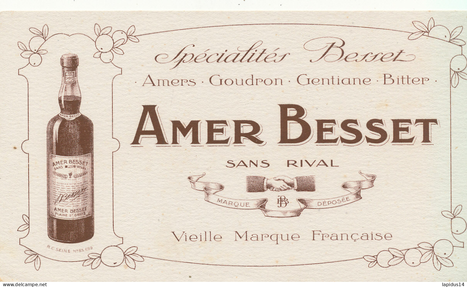 BU 2745   BUVARD -  AMER BESSET   ( 21,00 Cm X 12,00 Cm) - Drank & Bier