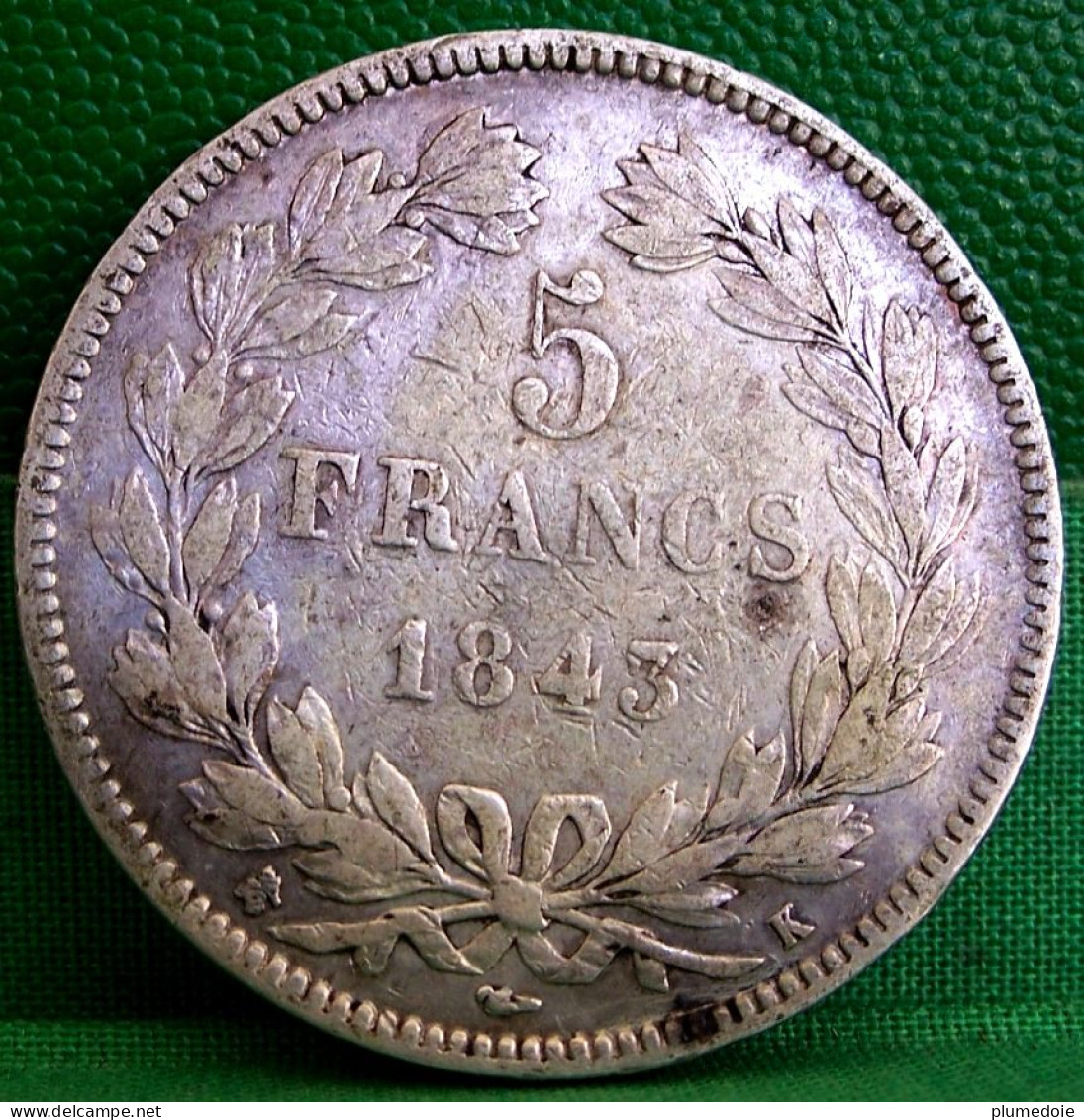 MONNAIE LOUIS PHILIPPE I  , 5 FRANCS 1843 K BORDEAUX  FRANCE OLD SILVER COIN - 5 Francs