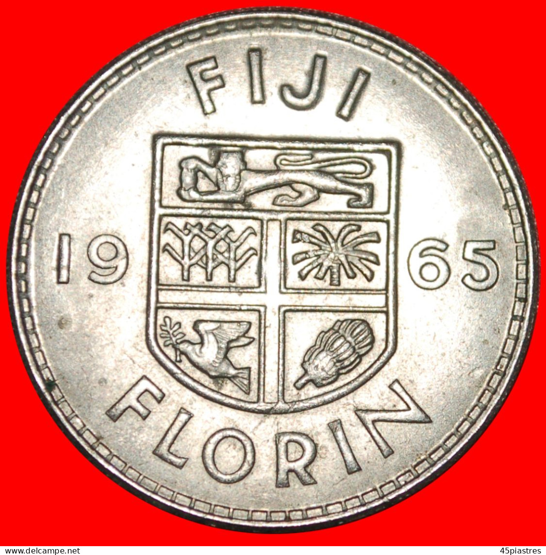 * GREAT BRITAIN (1957-1965): FIJI  1 FLORIN 1965 LION! ELIZABETH II (1953-2022) · LOW START ·  NO RESERVE! - Fiji