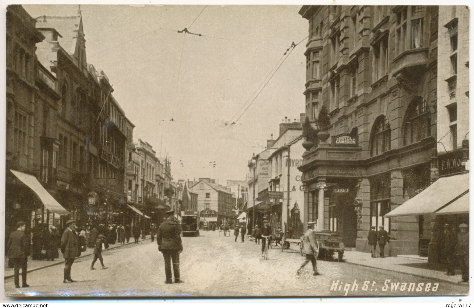 High Street, Swansea, 1917 Postcard, 'Passed For Publication By Press Bureau' - Glamorgan