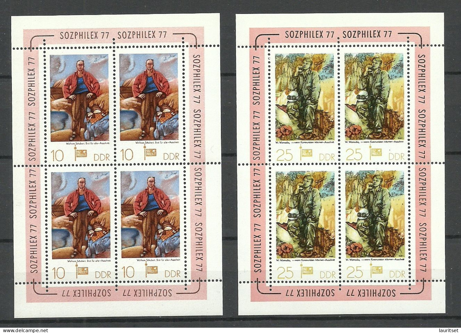 DEUTSCHLAND DDR 1977 Michel 2247 - 2248 Kleinbögen MNH SOZPHILEX Briefmarkenausstellung EXPO - 1971-1980