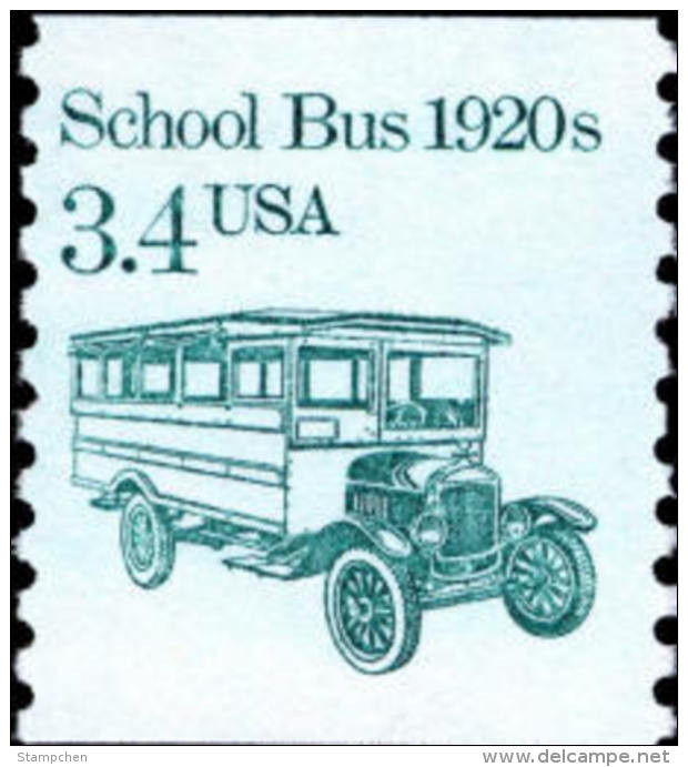 1985 USA Transportation Coil Stamp School Bus Sc#2123 History Post - Bussen