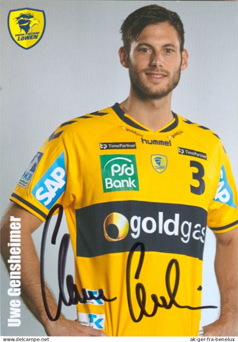 Autogramm Handball Uwe Gensheimer Rhein-Neckar Löwen 14-15 Friedrichsfeld Mannheim Neckarau Paris Saint-Germain St. PSG - Handball