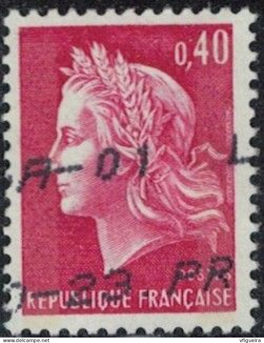 France 1970 Oblitéré Used Marianne La République De Cheffer 0f40 Rouge Carminé Y&T FR 1536 SU - 1971-1976 Marianne De Béquet