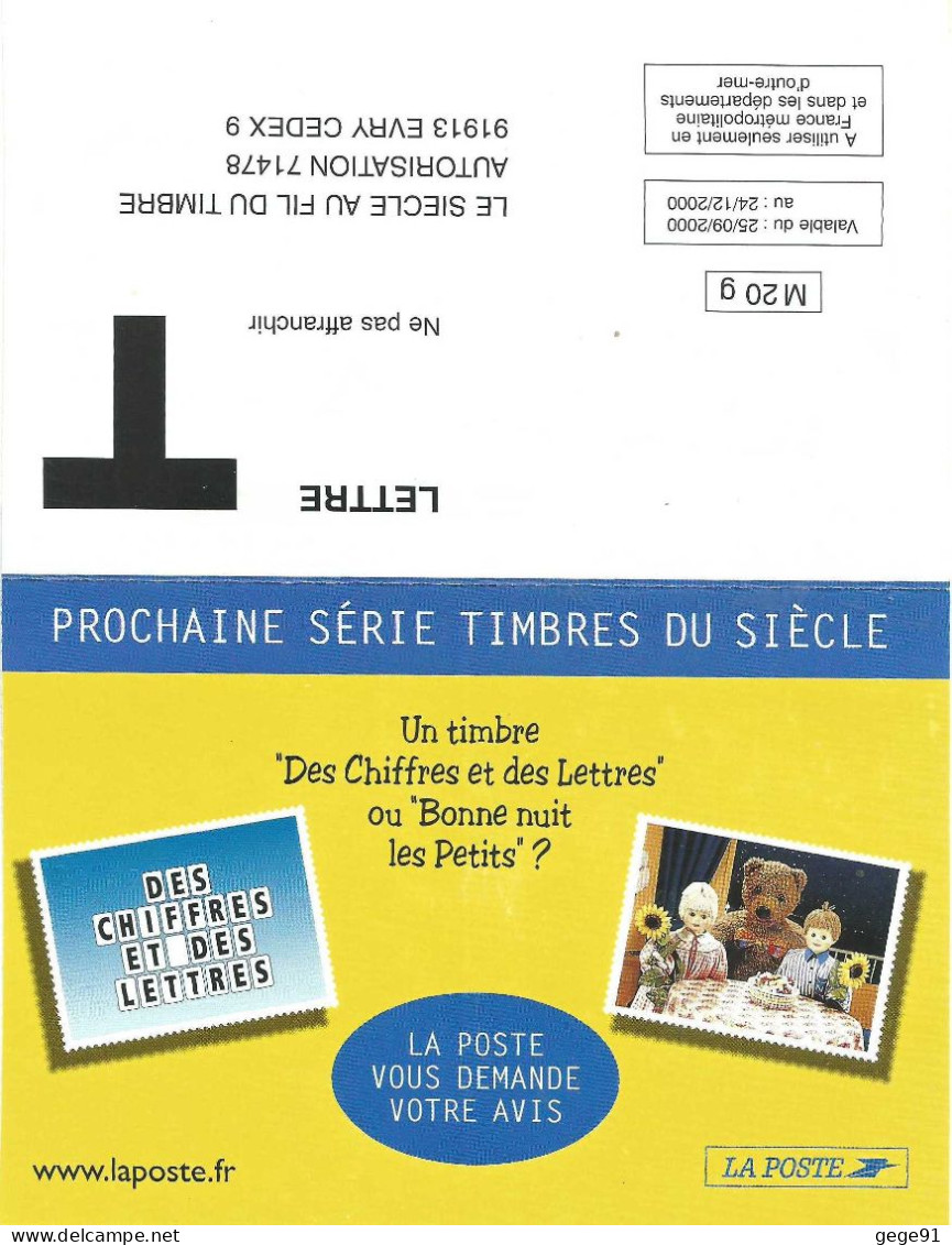 Carte Réponse T - Le Siècle Au Fil Du Timbre - Choix Des Prochains Timbres - Karten/Antwortumschläge T