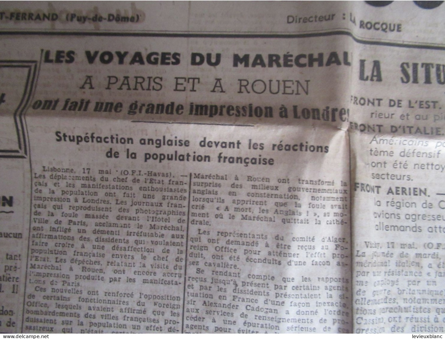 Presse/ LE PETIT JOURNAL/ Clermont-Ferrand/Les Voyages Du Maréchal à Paris Et à Rouen/18 Mai 1944   VJ165 - Le Petit Journal