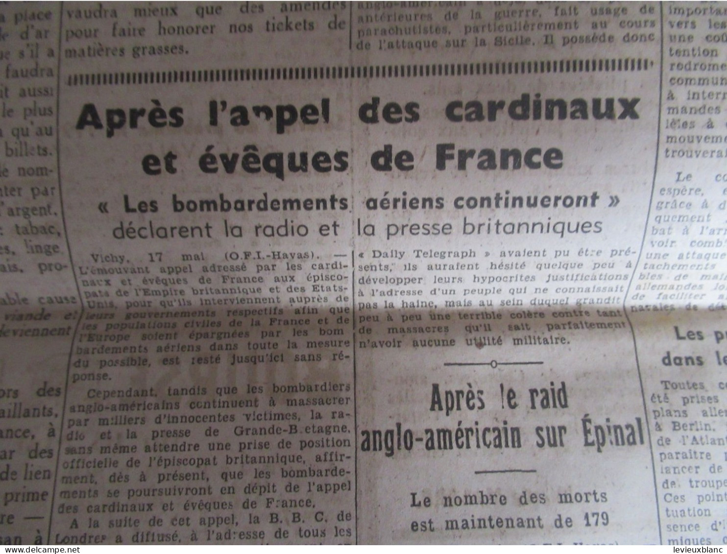 Presse/ LE PETIT JOURNAL/ Clermont-Ferrand/Les Voyages Du Maréchal à Paris Et à Rouen/18 Mai 1944   VJ165 - Le Petit Journal