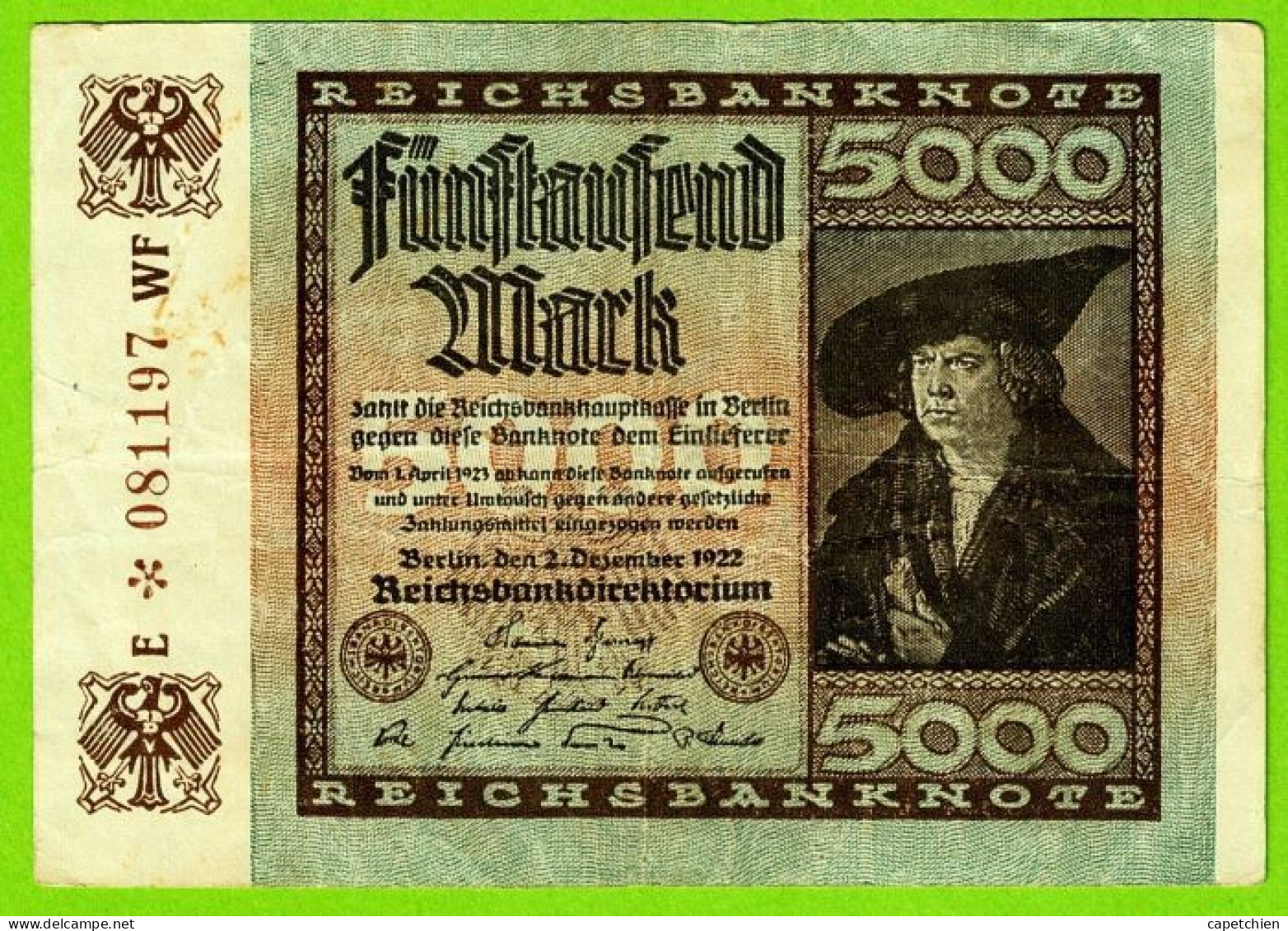 ALLEMAGNE / 5.000 MARK / 2 DECEMBRE 1922  / TTB + - 5000 Mark