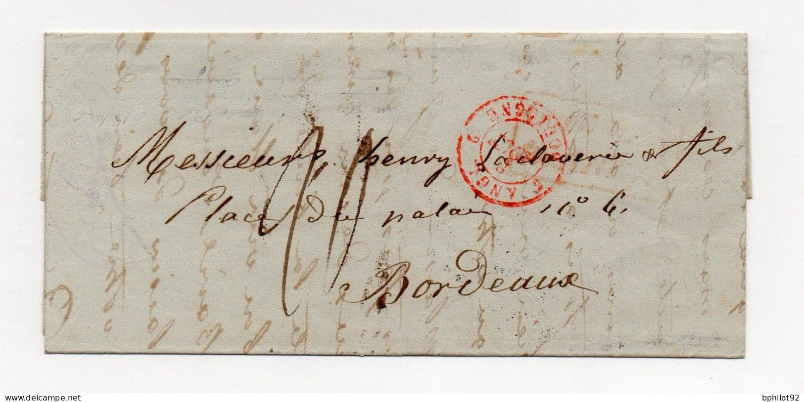 !!! LETTRE DE  CUBA DE 1846 POUR LA FRANCE AVEC TEXTE, CACHET AU DOS DE ST JAGO DE CUBA - Préphilatélie