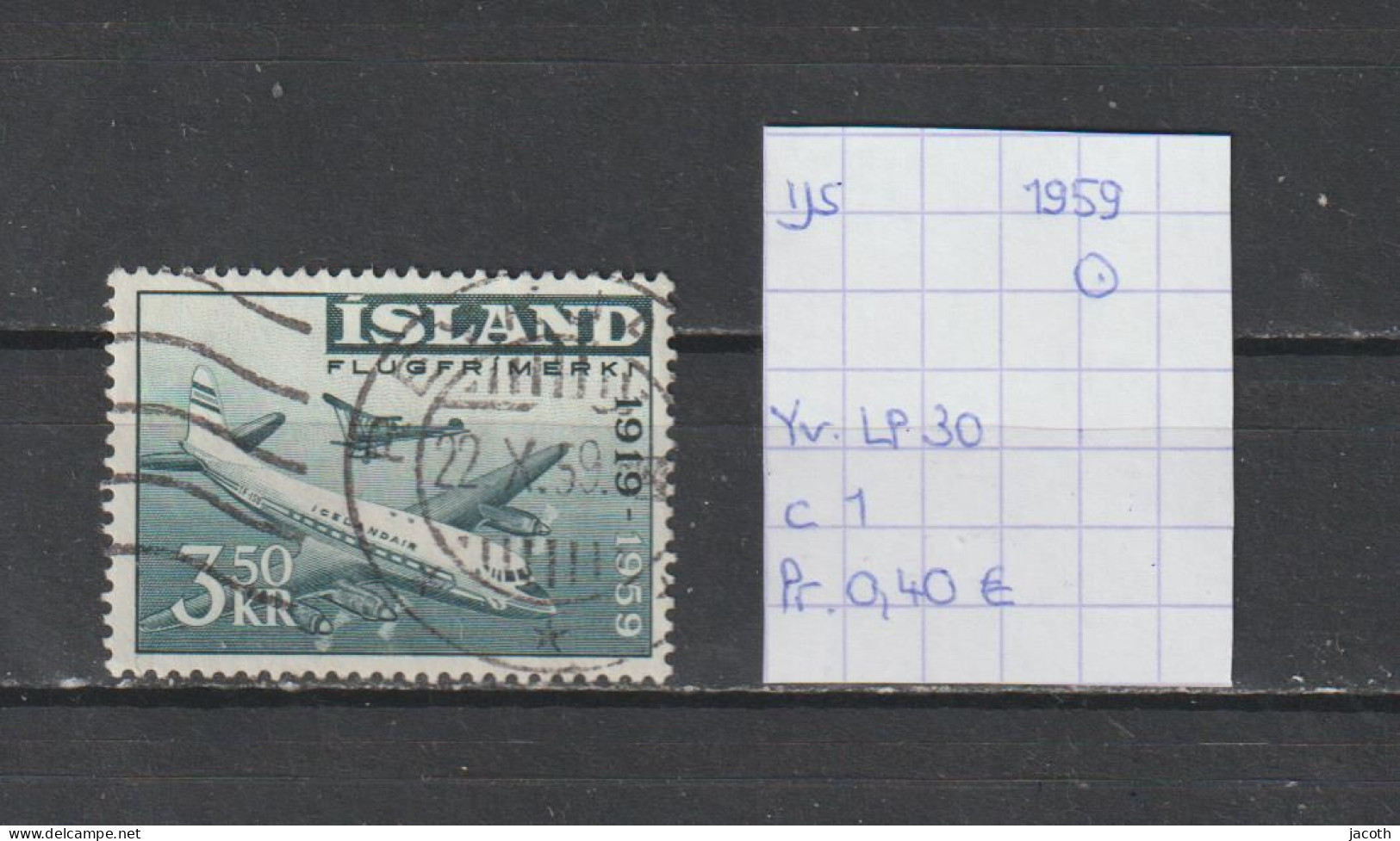 (TJ) IJsland 1959 - YT LP. 30 (gest./obl./used) - Poste Aérienne