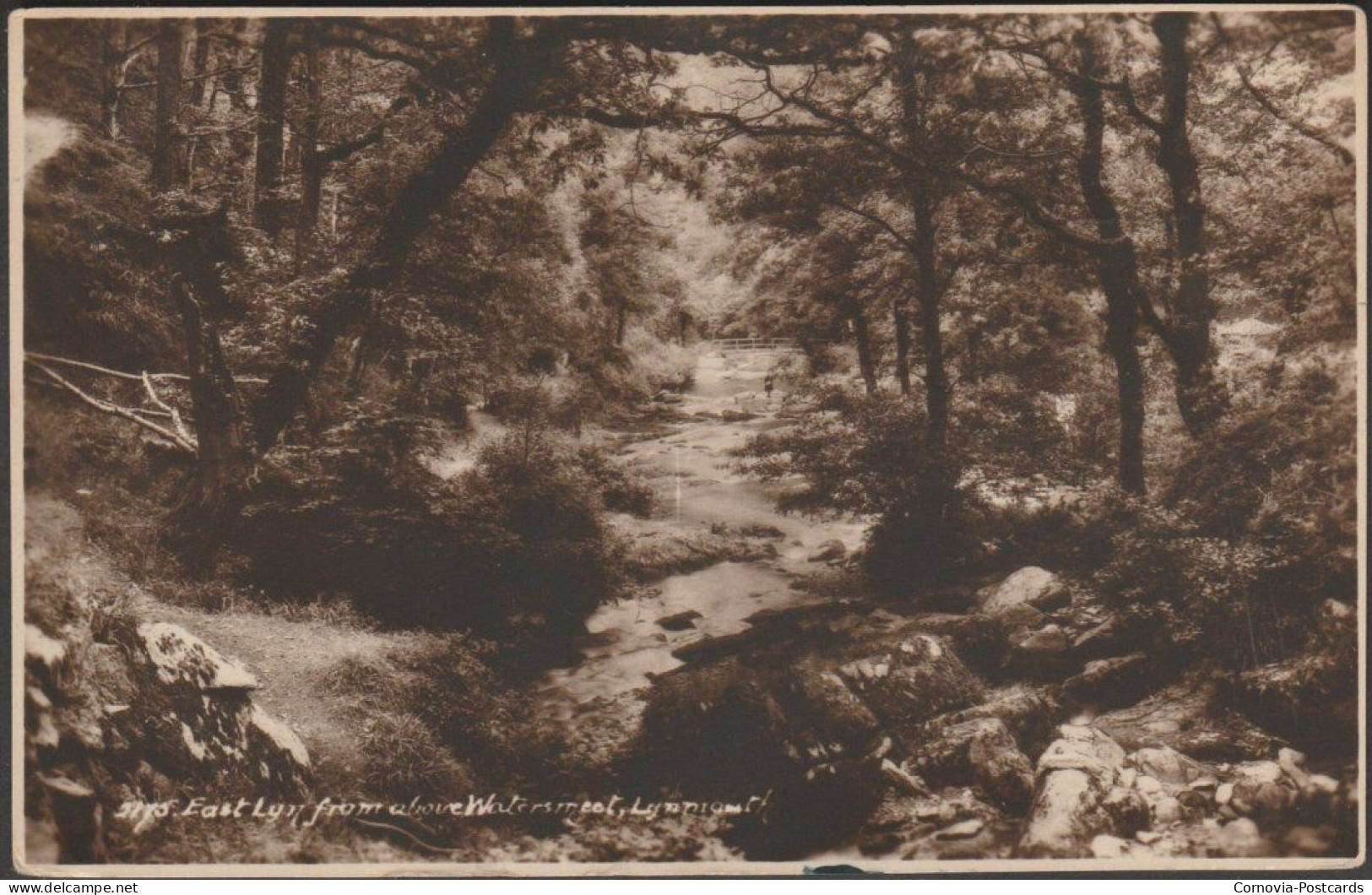 East Lyn From Above Watersmeet, Lynmouth, 1928 - Sweetman RP Postcard - Lynmouth & Lynton