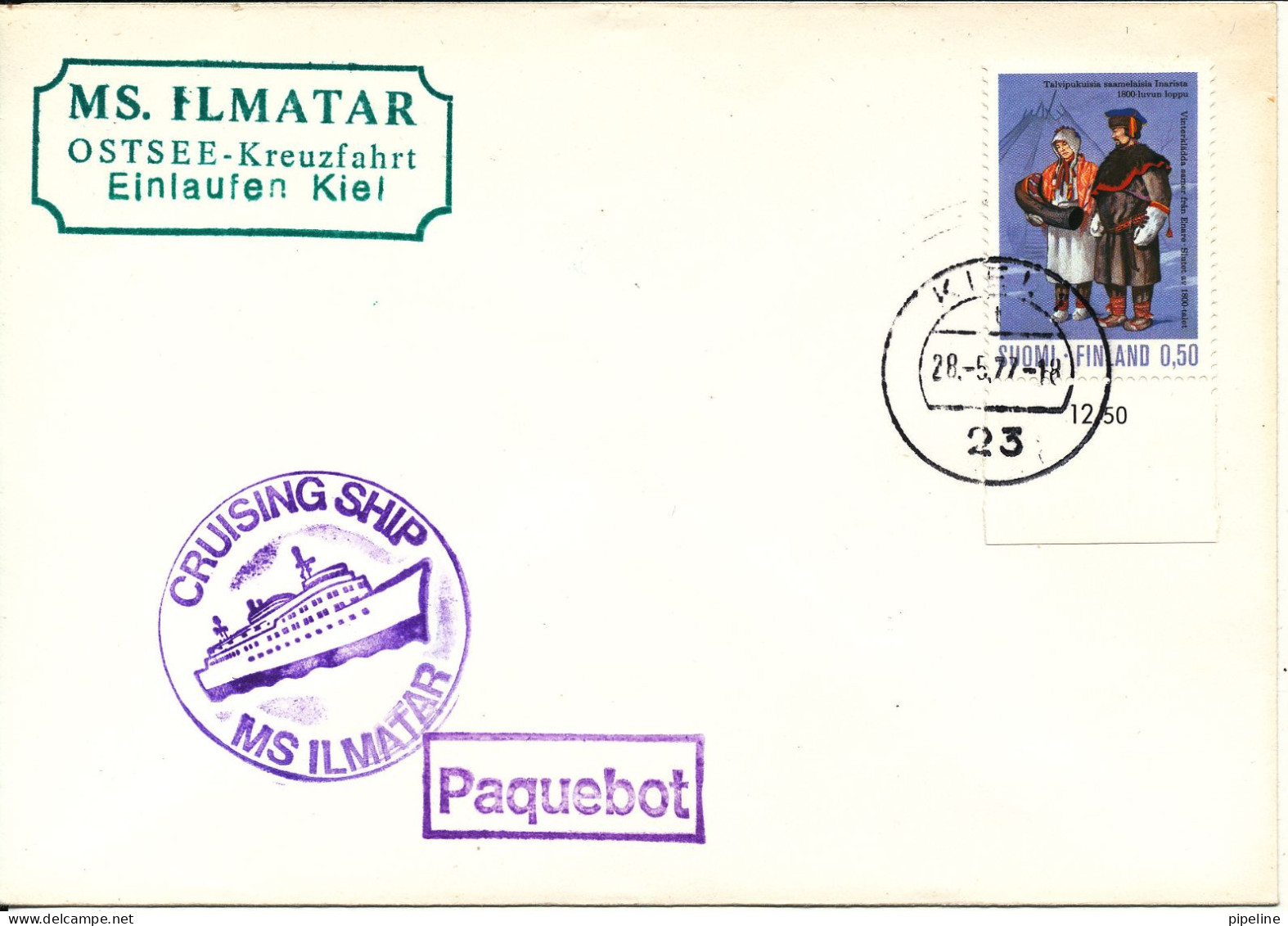 Finland Ship Cover Paquebot Cruising Ship M/S Iltmar Ostsee Kreuzfahrt Einlaufen Kiel 28-5-1977 - Storia Postale