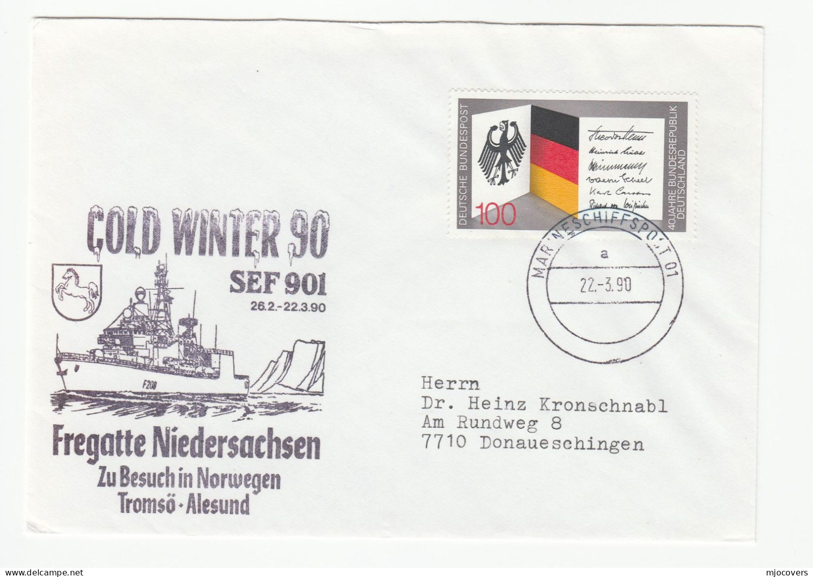 CLIMATE WEATHER - F208 Fregatte NIEDERSACHEN Deployment COLD WINTER 1990 Cover Germany NAVY Ship Military Forces - Climate & Meteorology