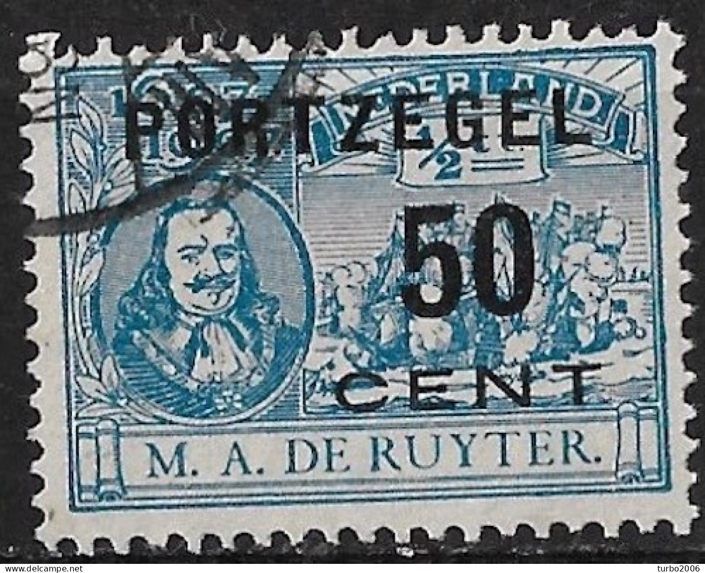 1907 Portzegels De Ruyter Opdruk 50 Ct Op ½ Ct Blauw NVPH P 42 - Portomarken