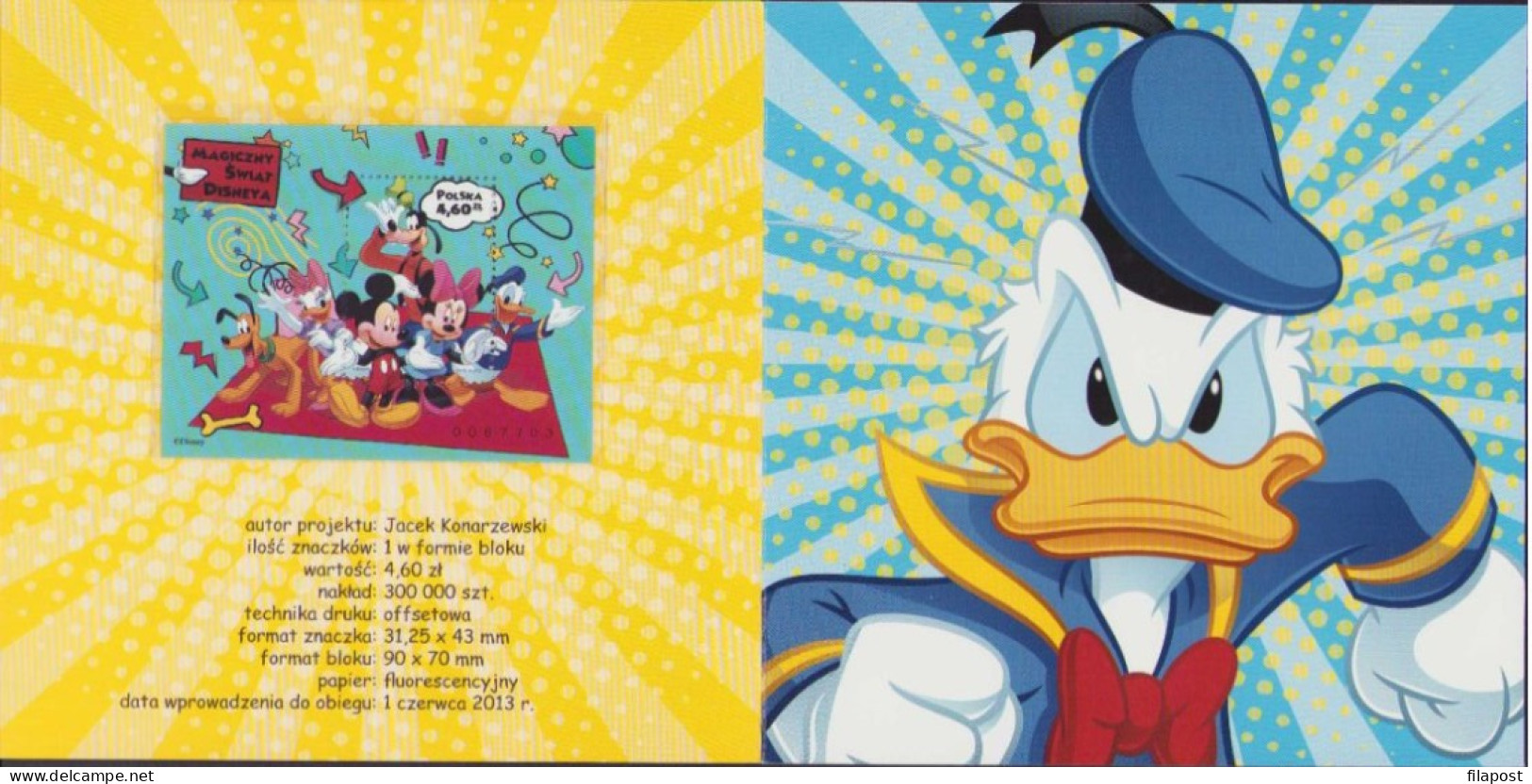 POLAND 2013, Mi 214 Magical World Of Disney, Cartoon, Mickey Mouse, Minnie, Goofy, Block Perforated MNH** In Booklet - Markenheftchen
