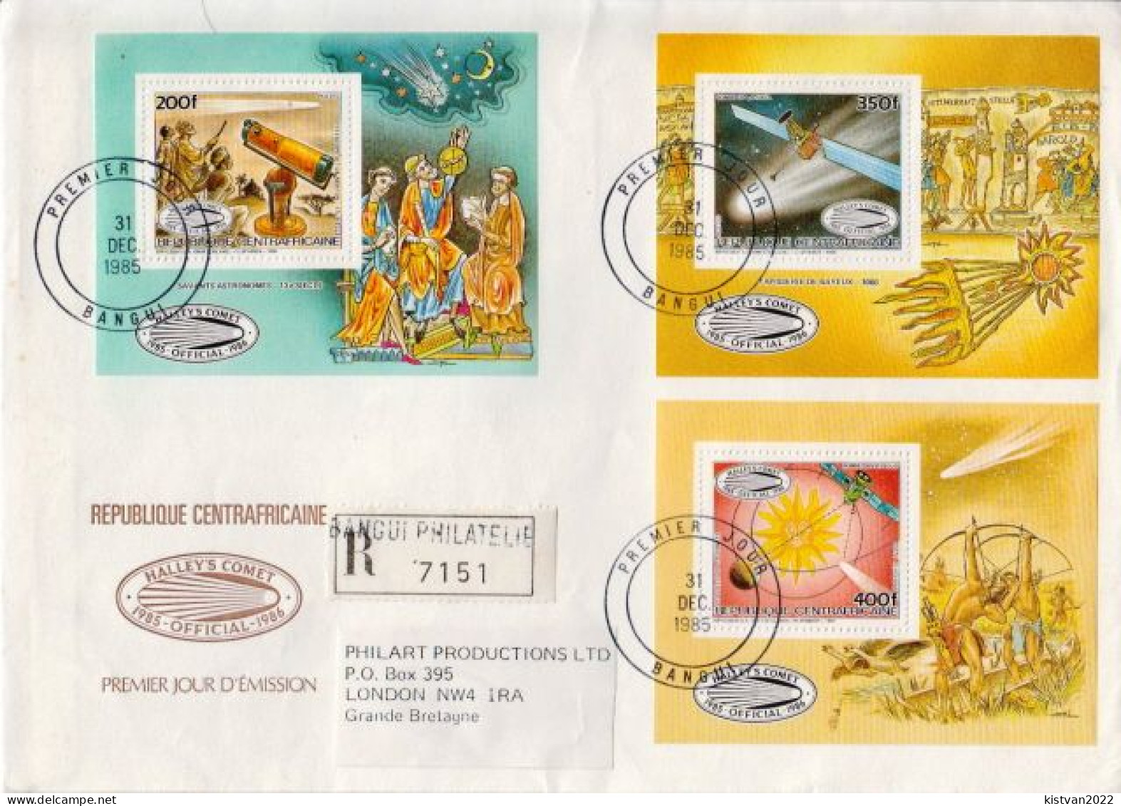 Central Africa Halley's Comet Perforated And Imperforated Sets And SSs And 6 Deluxe Sheets On 4 R Covers - Afrique