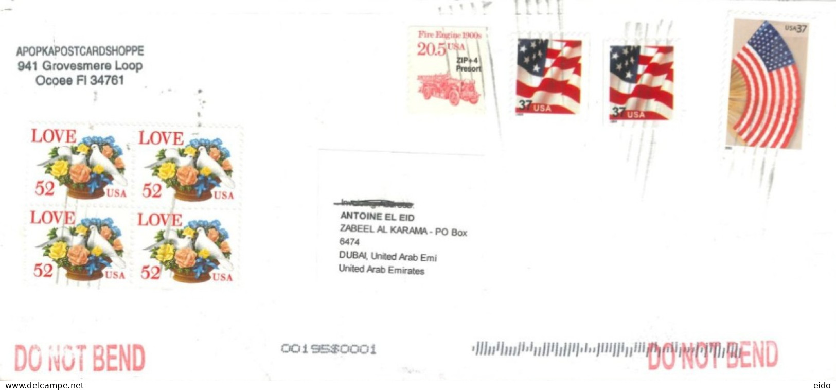 UNITED STATES : 2022 - STAMPS  COVER TO  DUBAI. - Briefe U. Dokumente