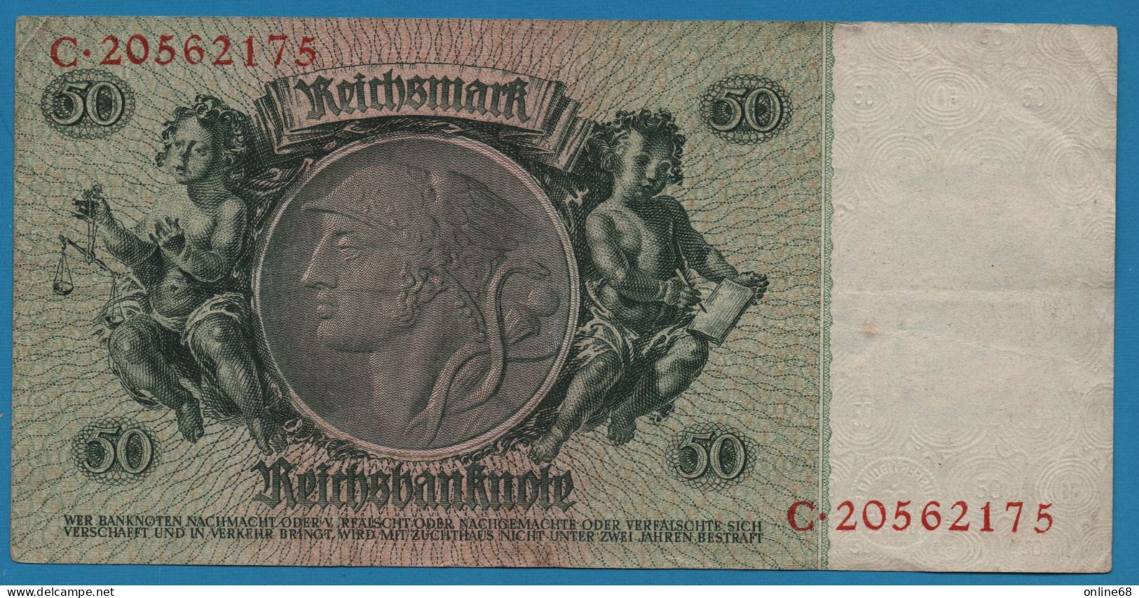 DEUTSCHES REICH 50 REICHSMARK 30.03.1933 LETTER L # C.20562175 P# 182a  David Hansemann - 50 Reichsmark