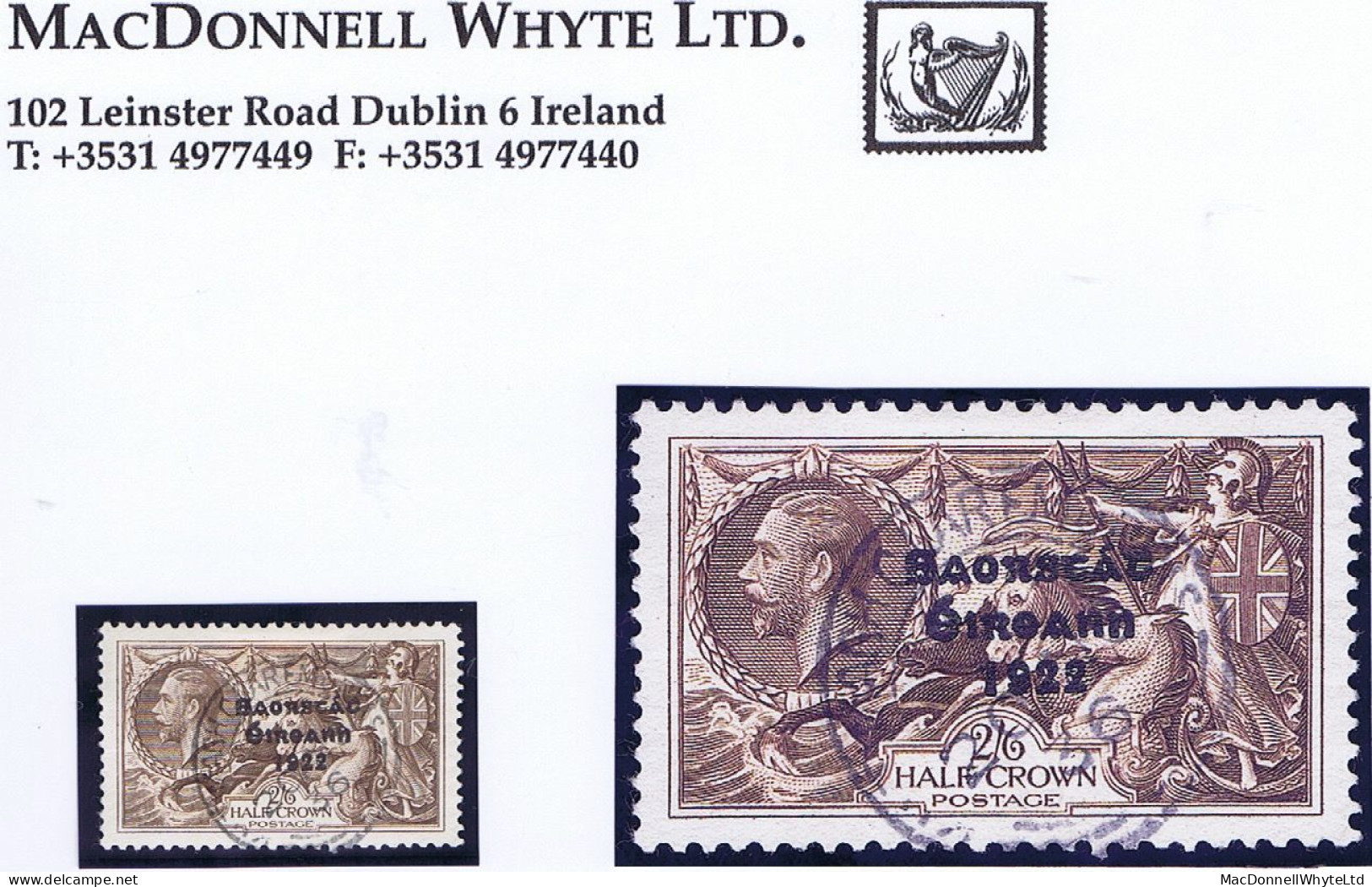 Ireland 1935 Saorstát 3-line Overprint On Re-engraved Seahorses,  2/6d Brown Well Centred Used KILTYMAGH Cds - Used Stamps