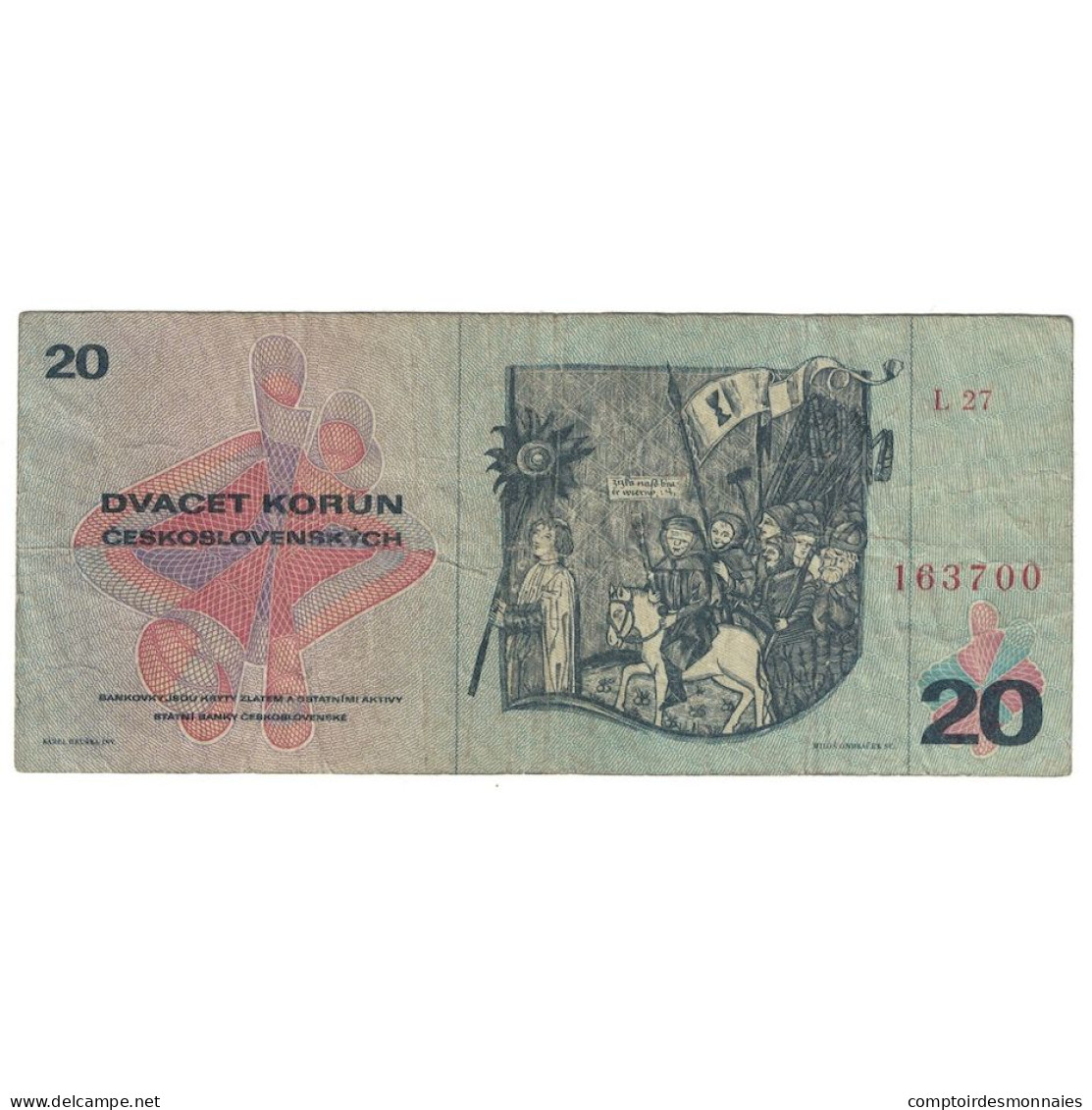 Billet, Tchécoslovaquie, 20 Korun, 1970, KM:92, TB - Tsjechoslowakije