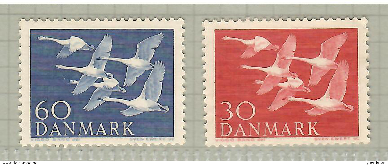 Denmark 1956, Bird, Birds, Set Of 2v, MNH** - Zwanen