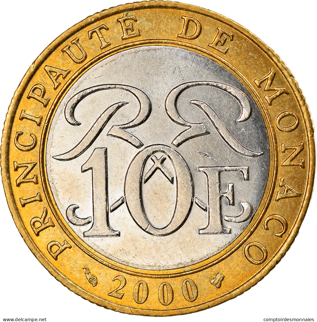 Monnaie, Monaco, Rainier III, 10 Francs, 2000, SUP, Bi-Metallic, Gadoury:MC160 - 1960-2001 Nieuwe Frank