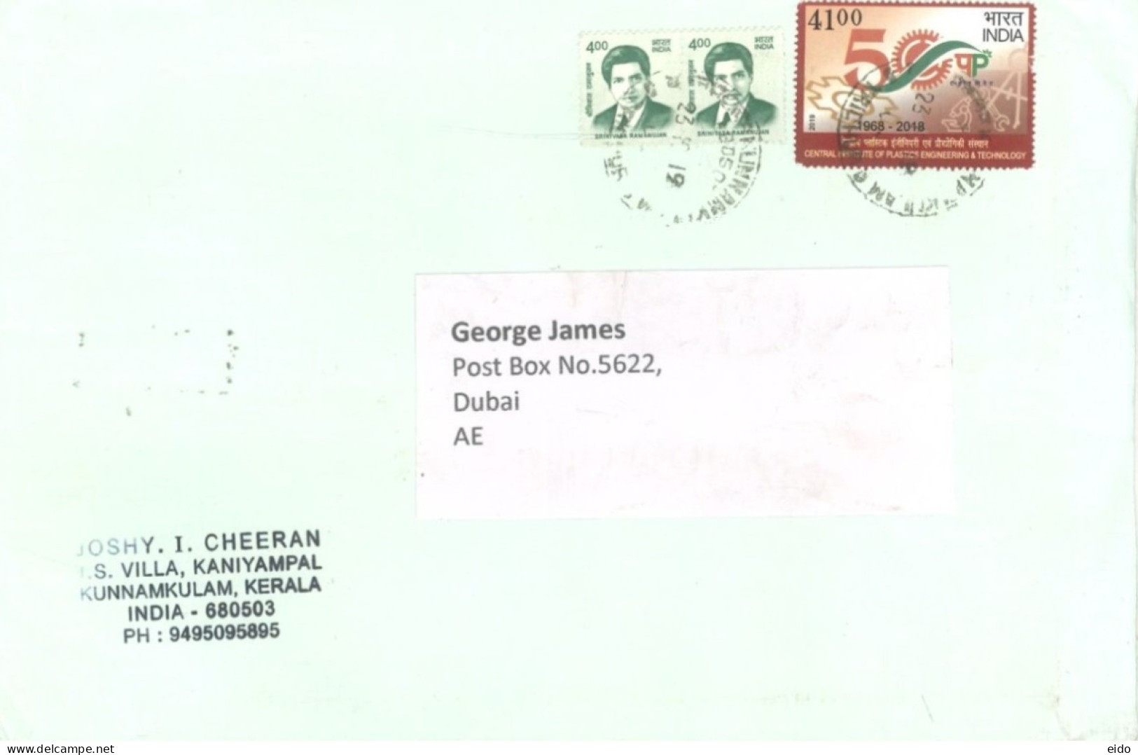 INDIA : 2019 - STAMPS COVER TO  DUBAI. - Lettres & Documents