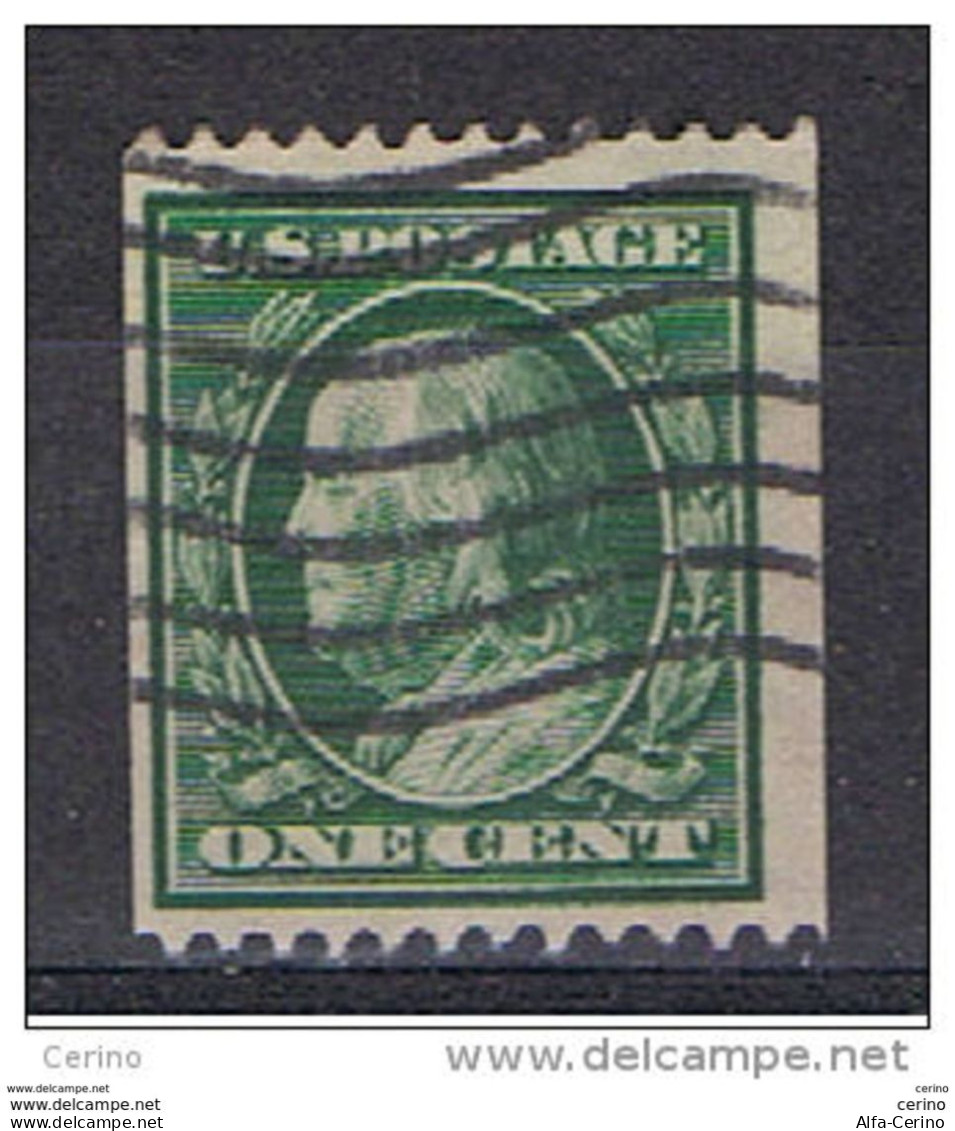U.S.A.:  1908/09  B. FRANKLIN  -  1 C. USED  STAMP  -  D. 12  HORIZONTAL  -  YV/TELL. 167 - Roulettes