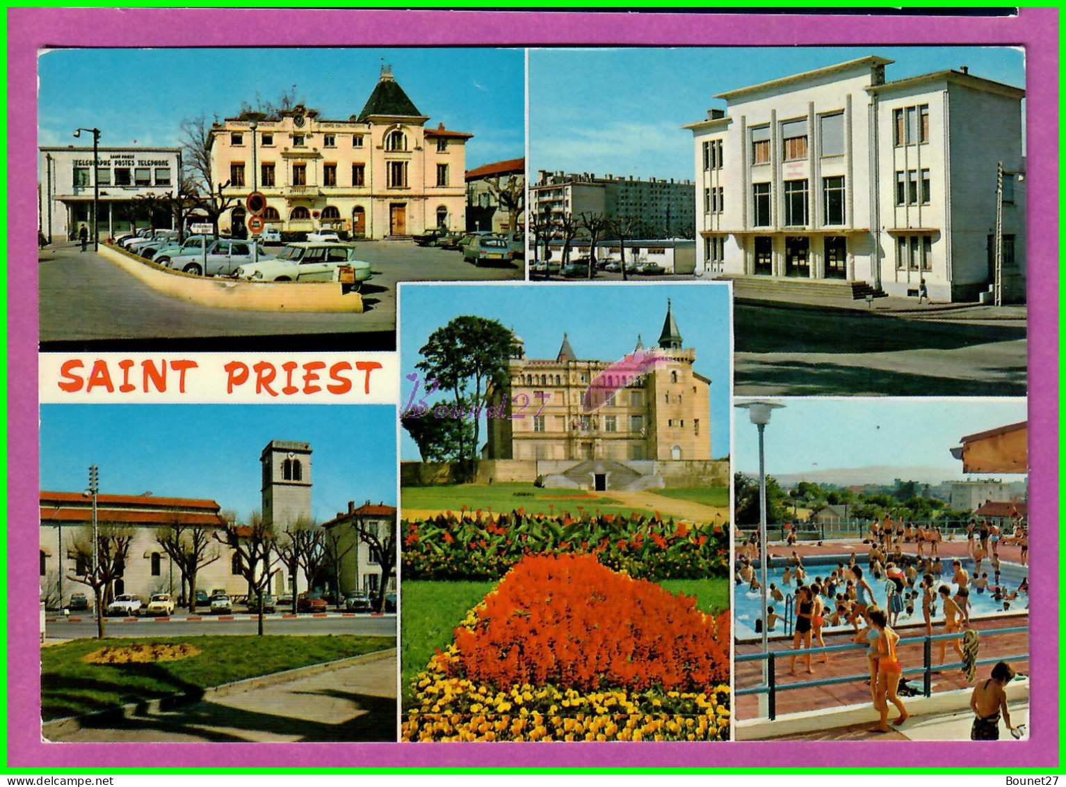 CPM ST SAINT PRIEST 69 - Multi Vue Hotel De Ville  Piscine Voyagé 1976 - Saint Priest