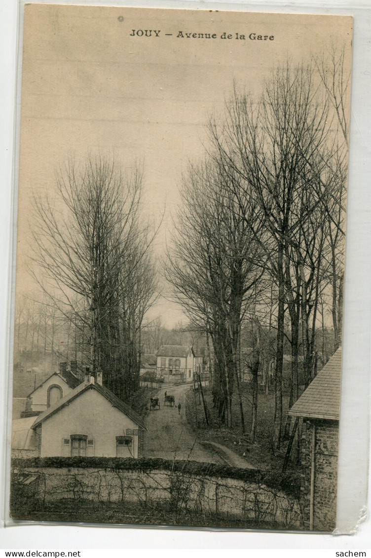 28 JOUY    Avenue De La Gare Allée Arbres écrite Village 1918    D06 2019  - Jouy