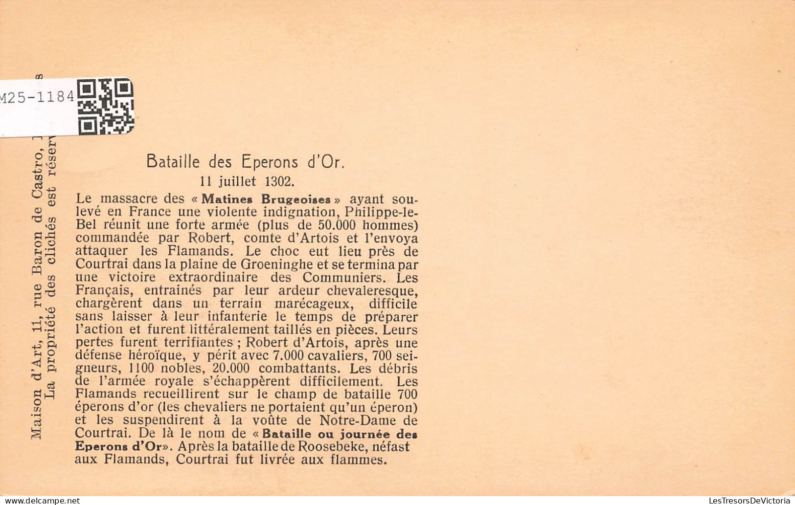 HISTOIRE - Bataille Des éperons D'or - Le Massacre Des Matines Brugeoises - Carte Postale Ancienne - History